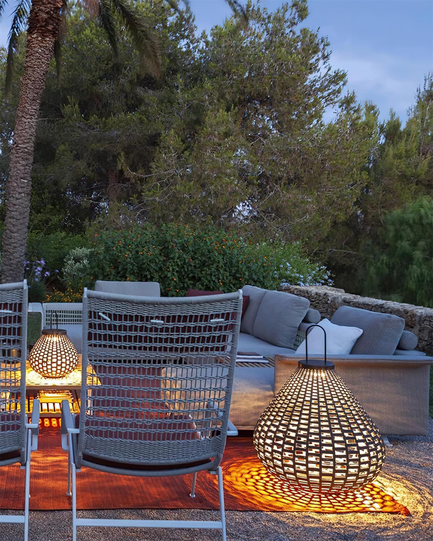 Poltrona Lampe Extérieure Lanterne Rattan Goutte d'Eau Rustique