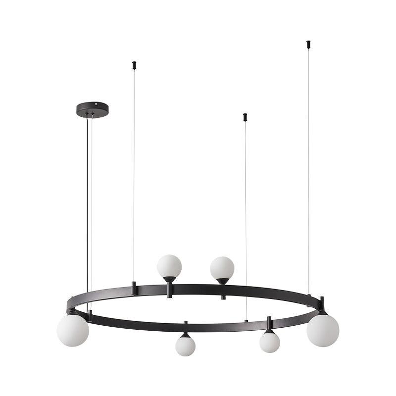 Lustra Suspension Lampe Anneau Noir Rond