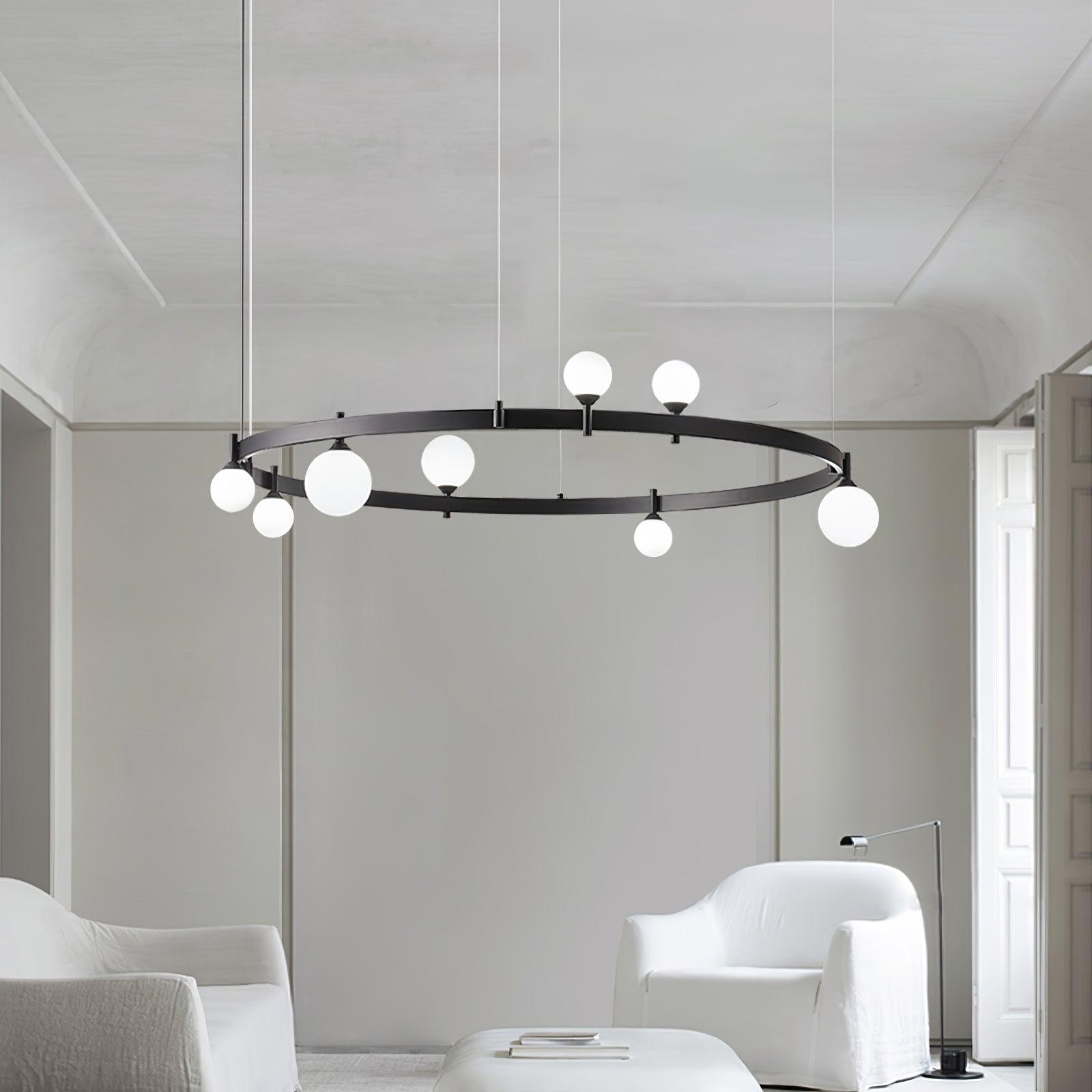 Lustra Suspension Lampe Anneau Noir Rond