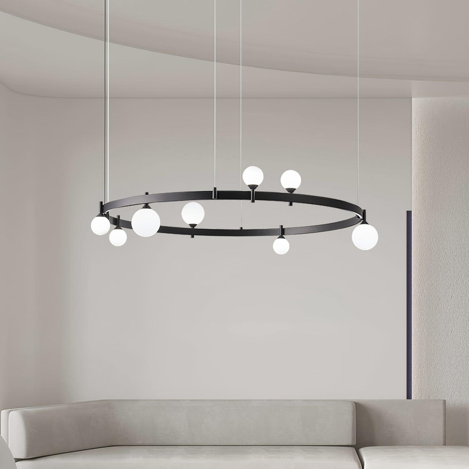 Lustra Suspension Lampe Anneau Noir Rond
