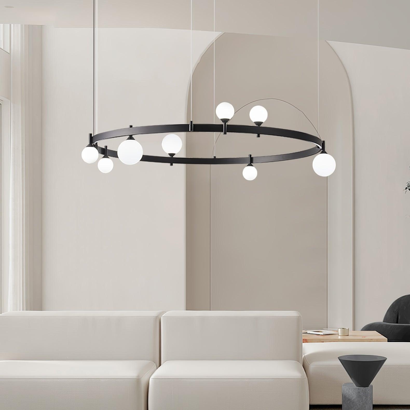 Lustra Suspension Lampe Anneau Noir Rond