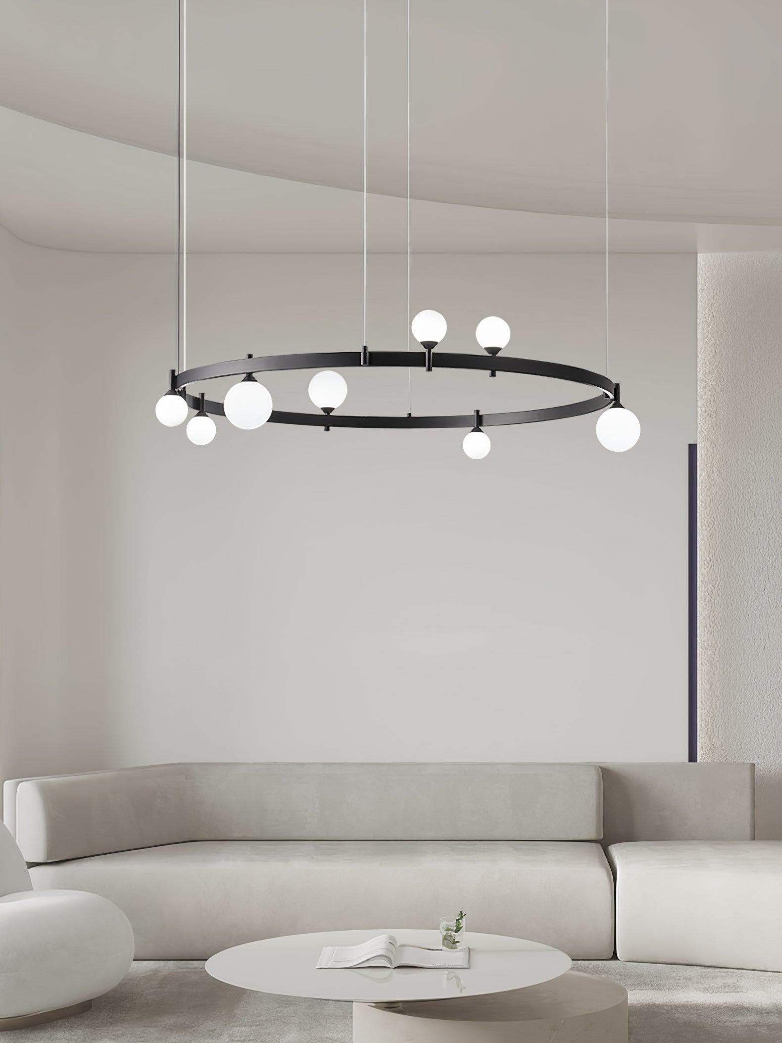 Lustra Suspension Lampe Anneau Noir Rond