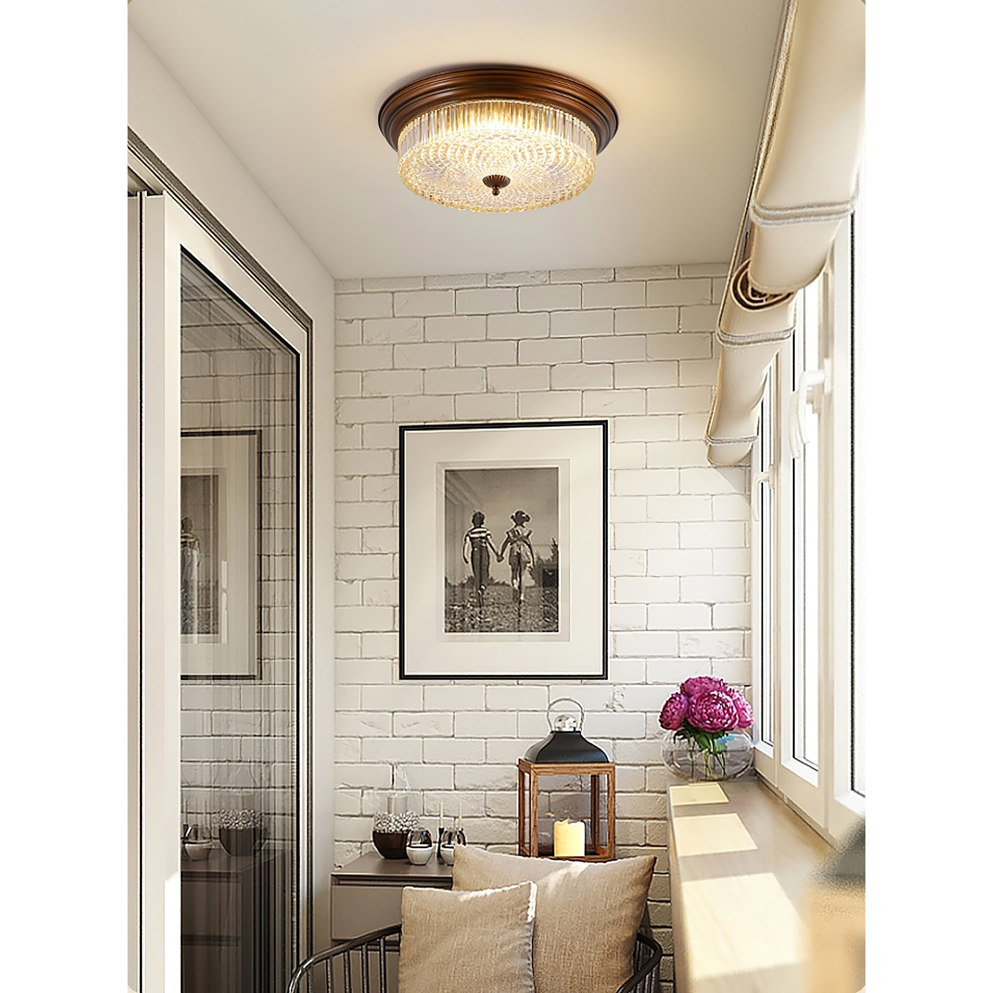Ulcarir Lampe de Plafond Métal Verre Rétro Minimaliste Moderne