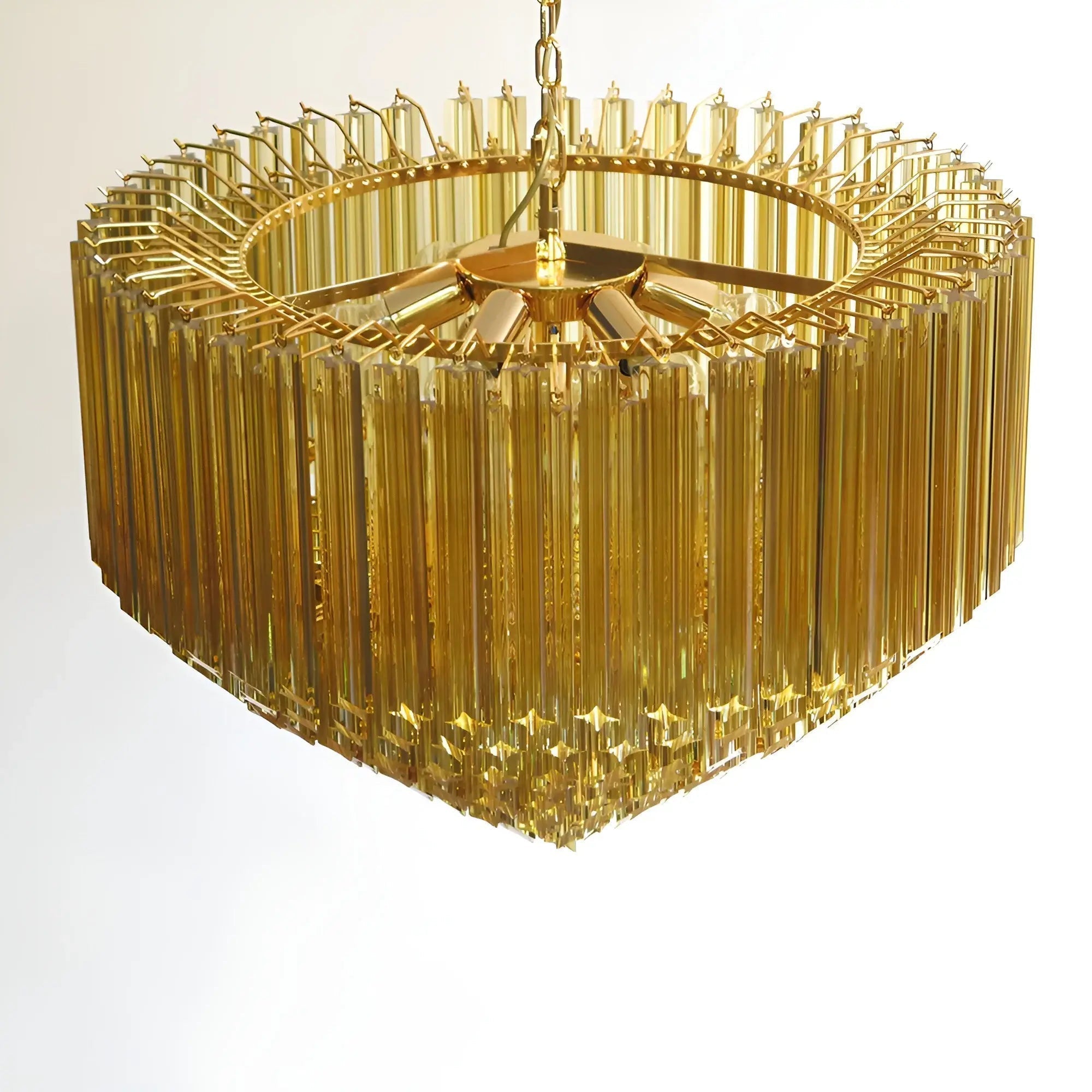 Aurora Lustre Ambre Murano Verre Prisme Grand Art