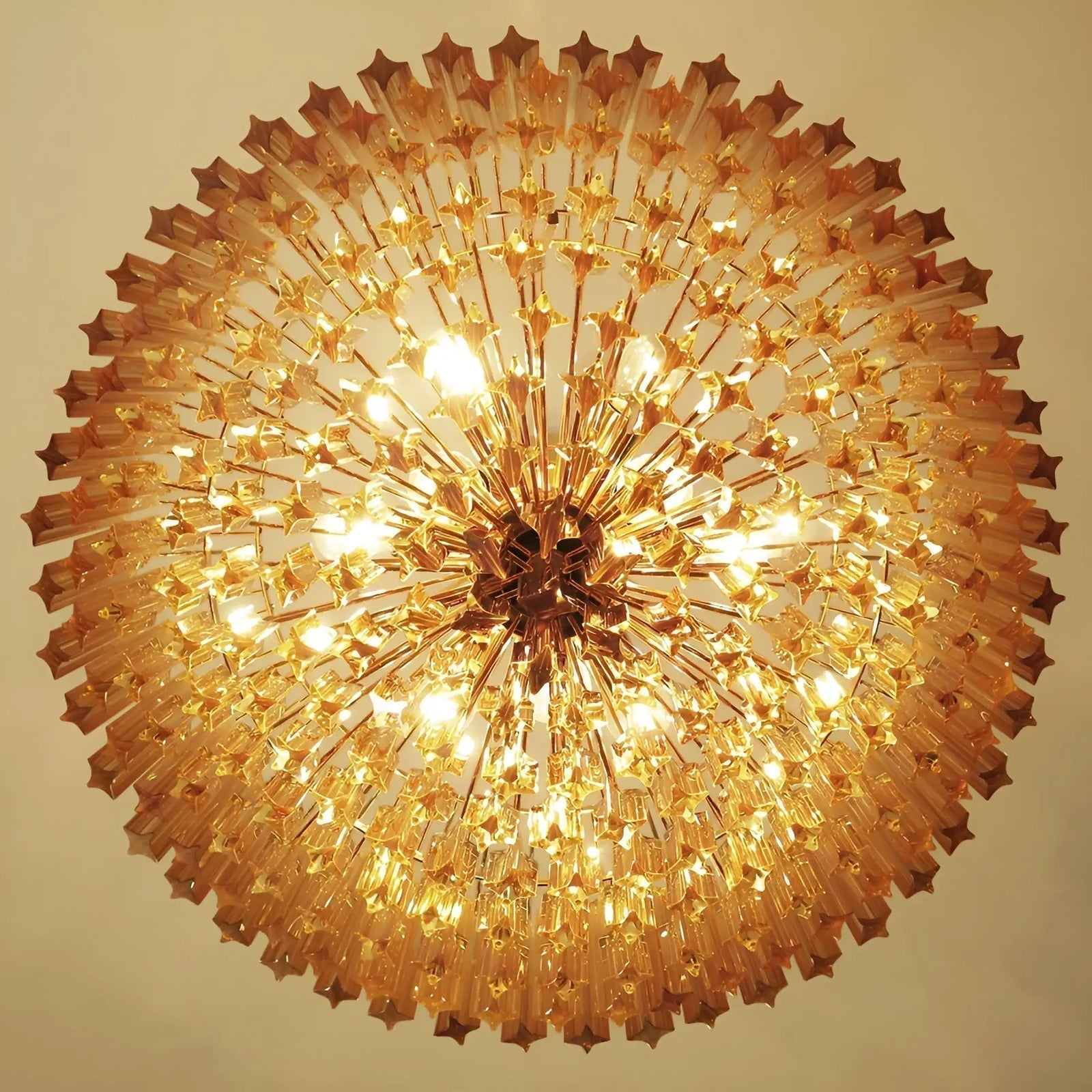 Aurora Lustre Ambre Murano Verre Prisme Grand Art