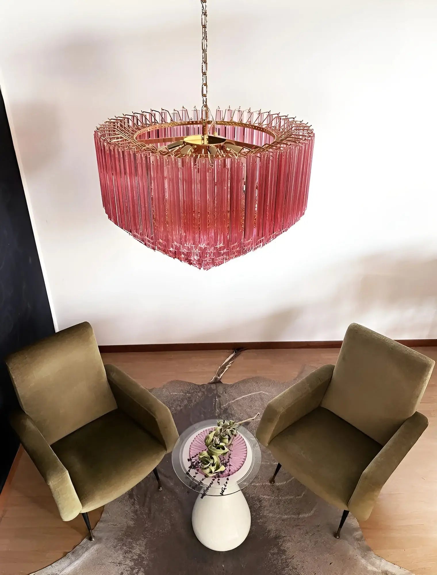 Aurora Lustre Rose Verre Prismes Géométrique