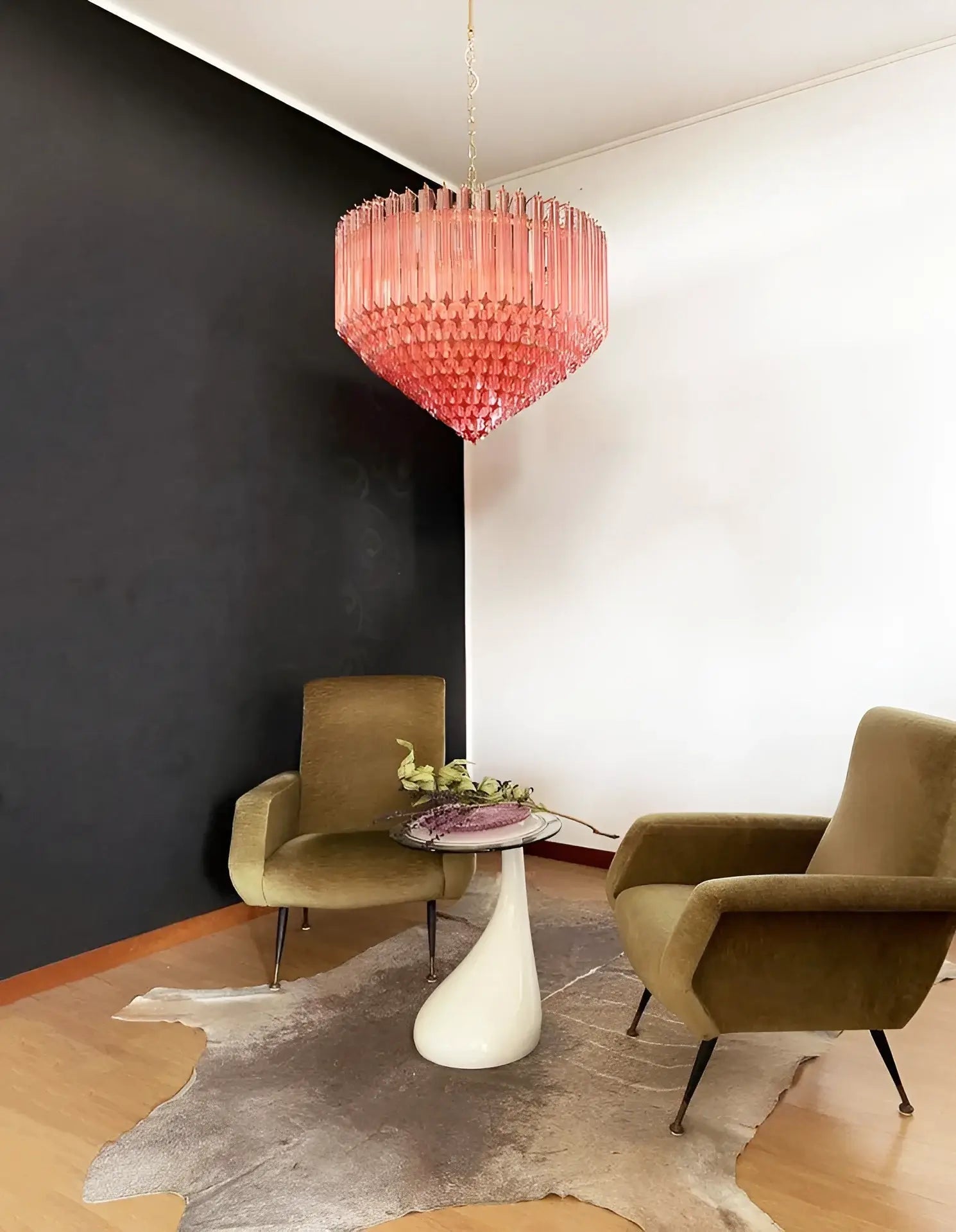 Aurora Lustre Rose Verre Prismes Géométrique