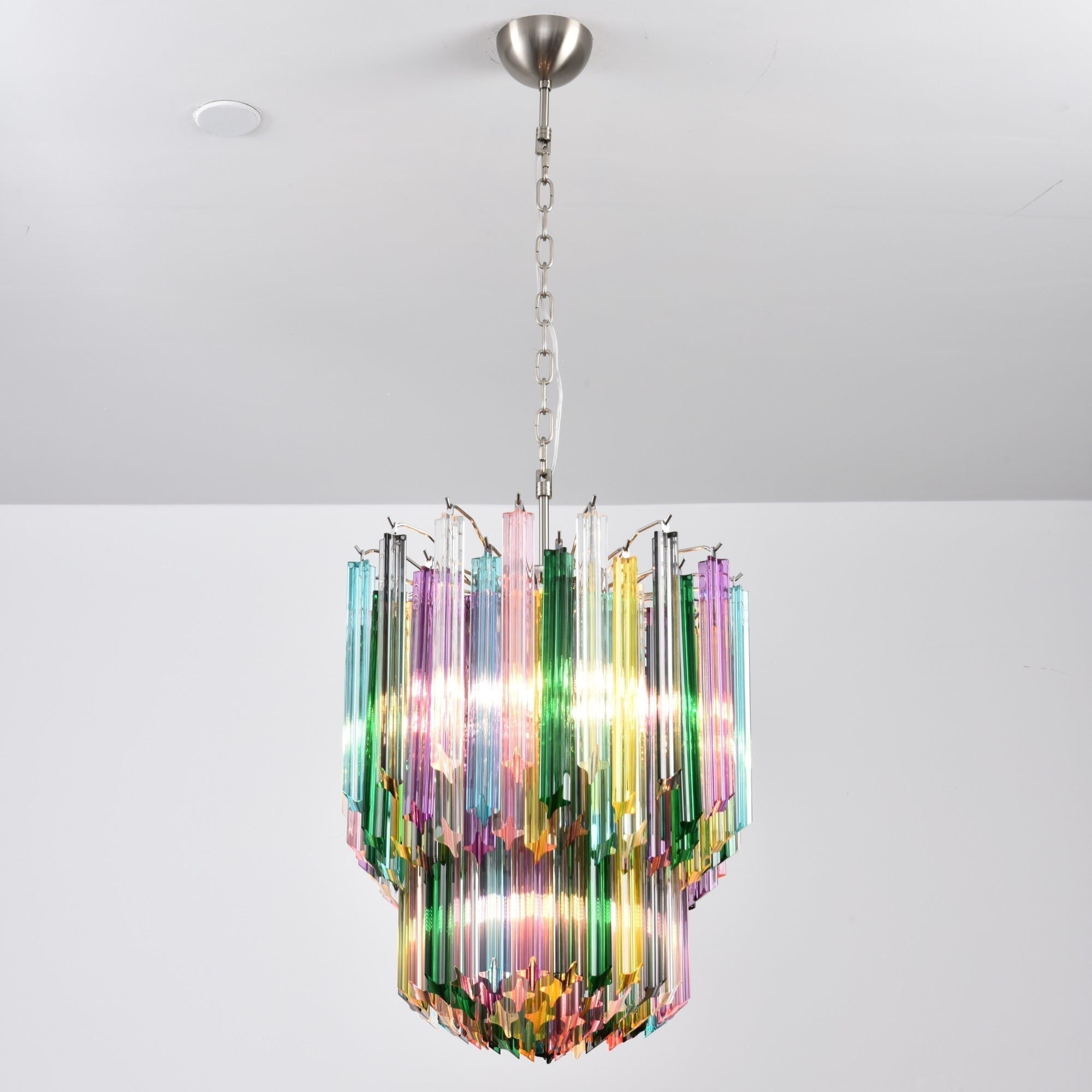 Aurora Lustre Murano Verre Coloré Prisme