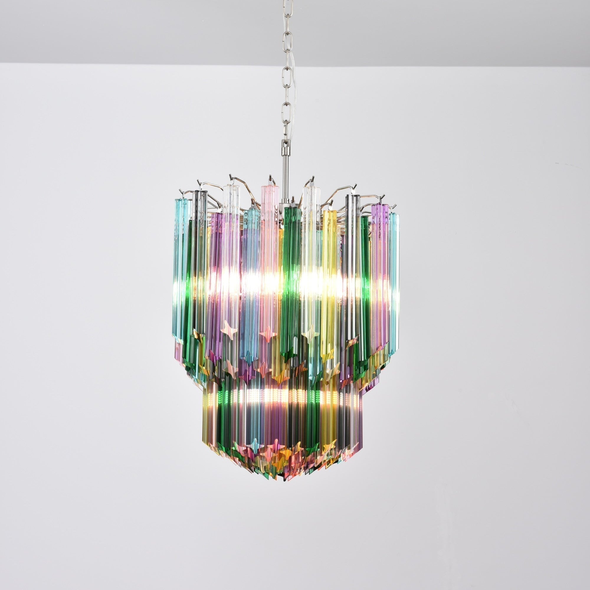 Aurora Lustre Murano Verre Coloré Prisme