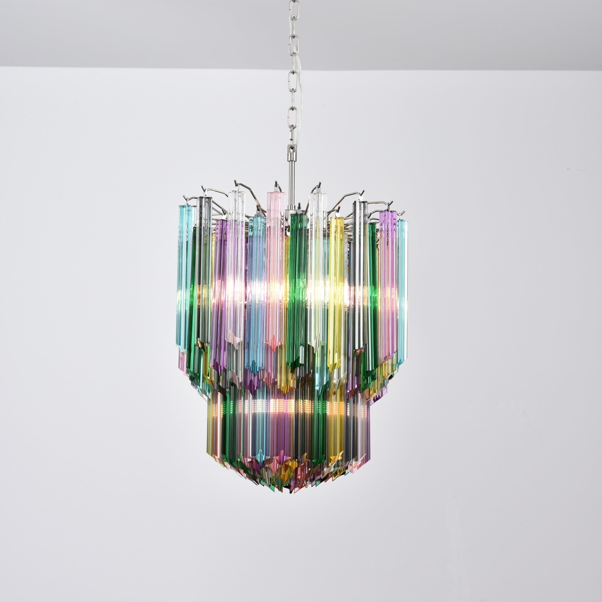 Aurora Lustre Murano Verre Coloré Prisme