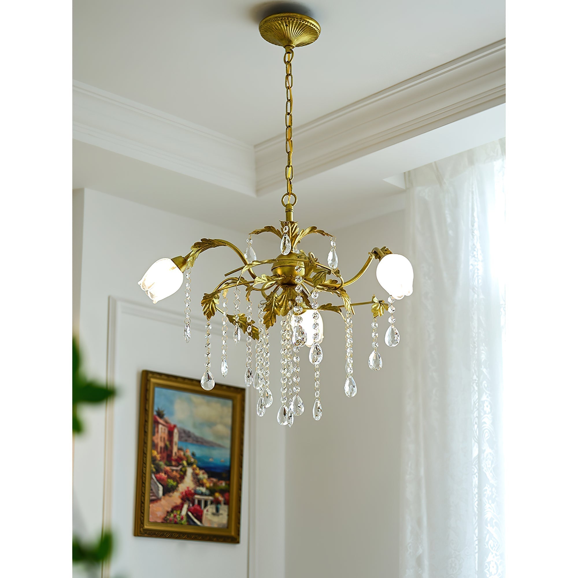 Vasorus Lustre Industriel Vintage Laiton Cristal