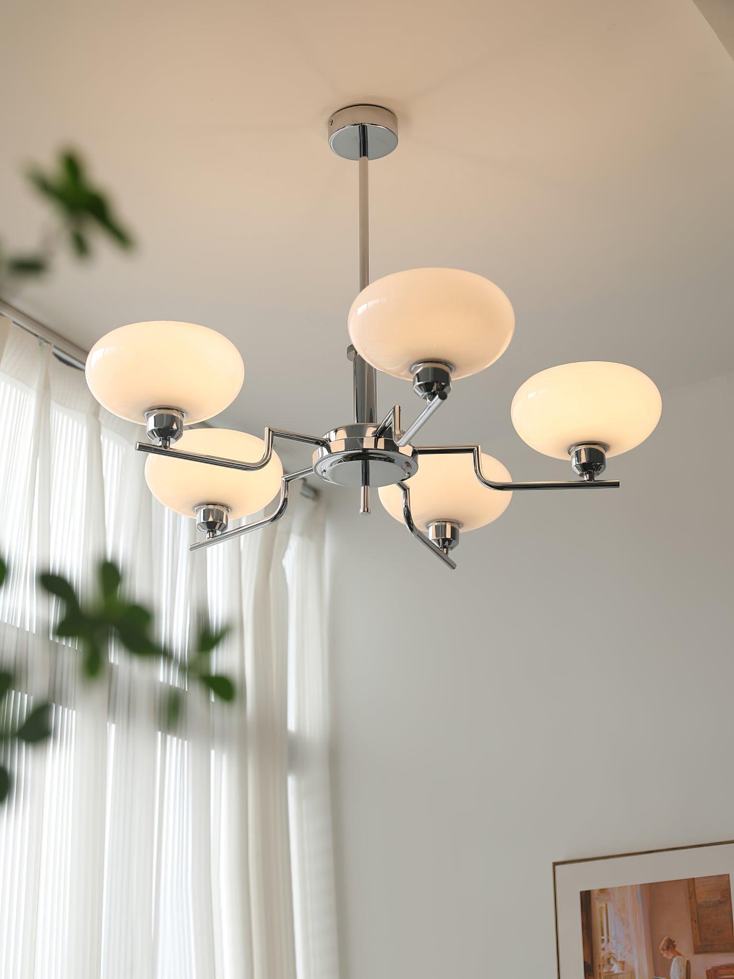 Lustra Suspension en Verre Globe Cadre en Laiton