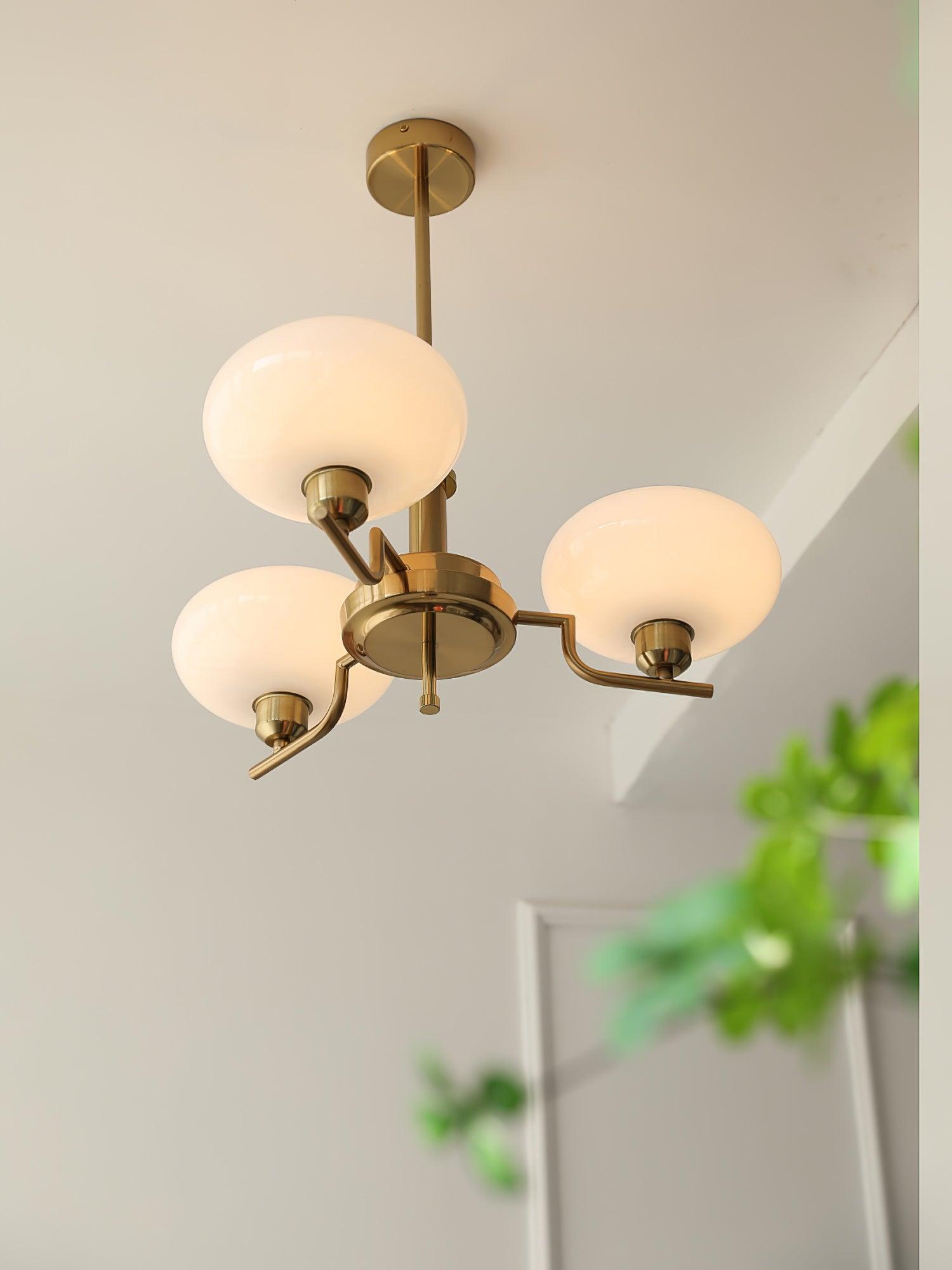 Lustra Suspension en Verre Globe Cadre en Laiton
