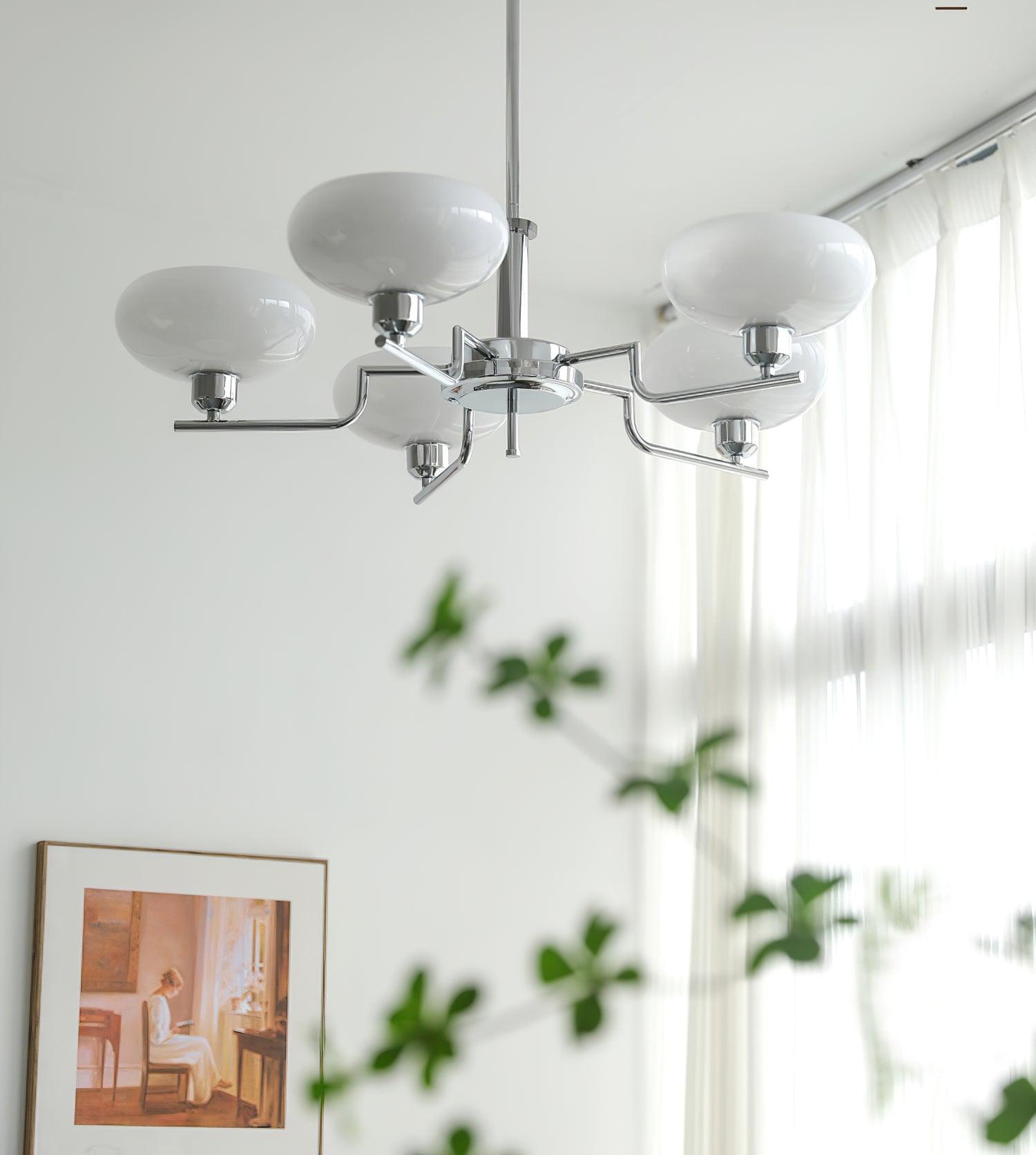 Lustra Suspension en Verre Globe Cadre en Laiton