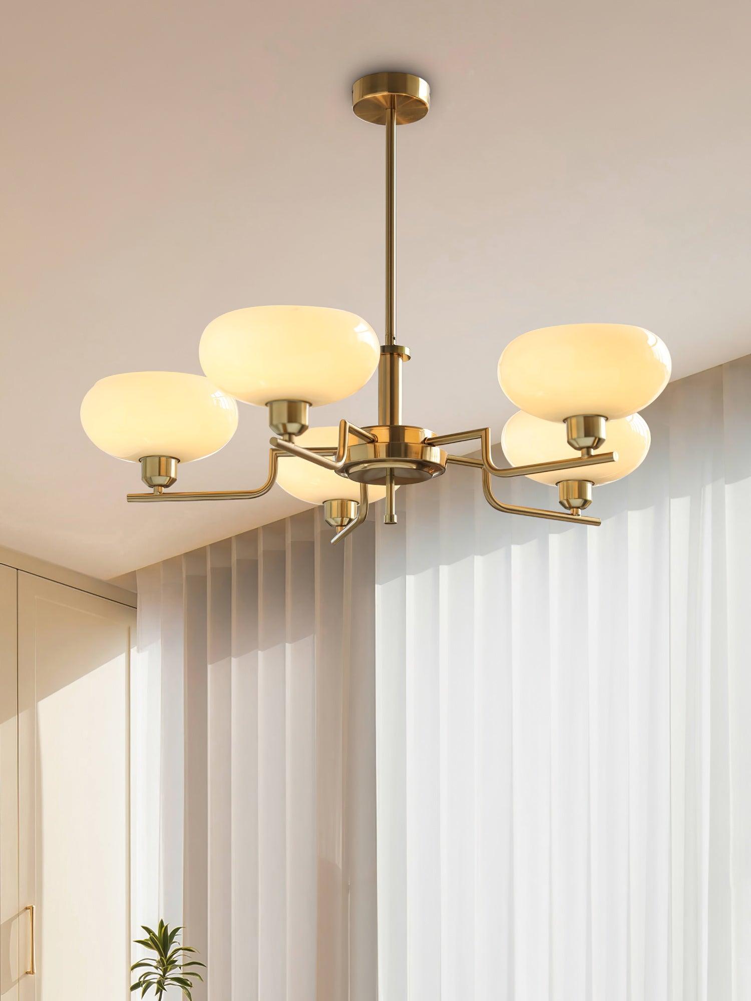Lustra Suspension en Verre Globe Cadre en Laiton