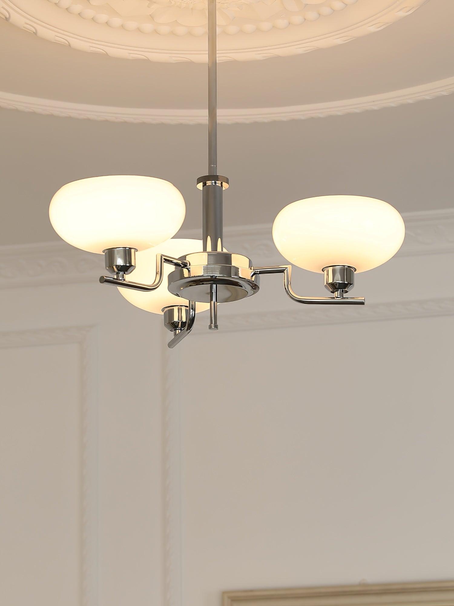 Lustra Suspension en Verre Globe Cadre en Laiton