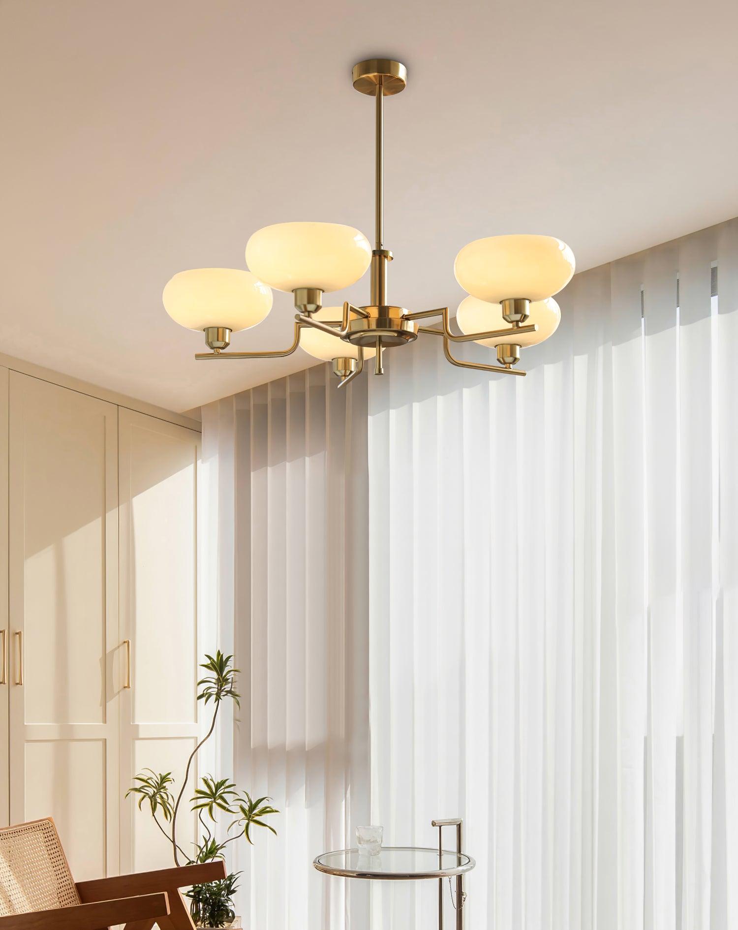 Lustra Suspension en Verre Globe Cadre en Laiton