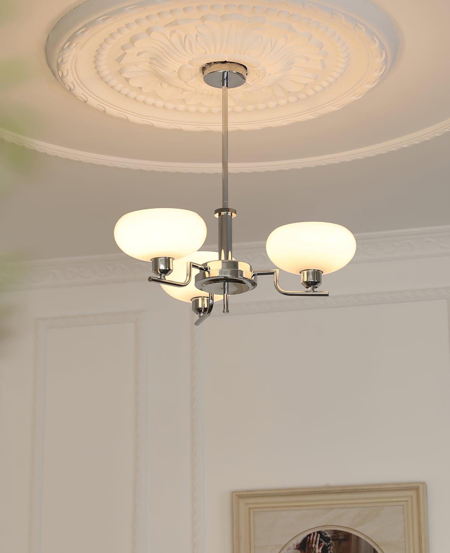 Lustra Suspension en Verre Globe Cadre en Laiton