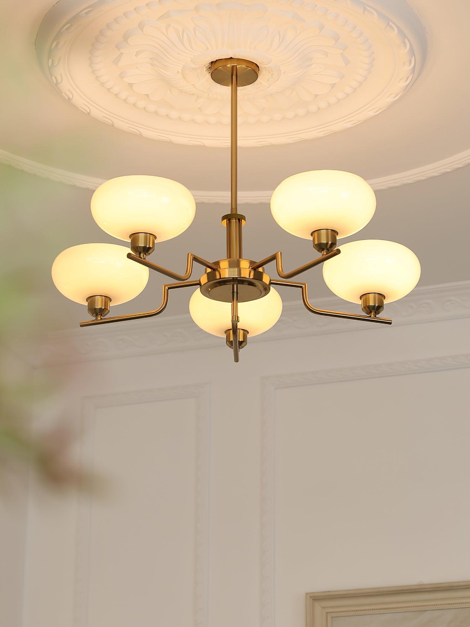 Lustra Suspension en Verre Globe Cadre en Laiton