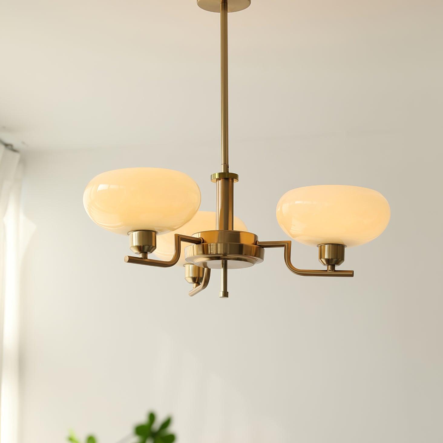 Lustra Suspension en Verre Globe Cadre en Laiton