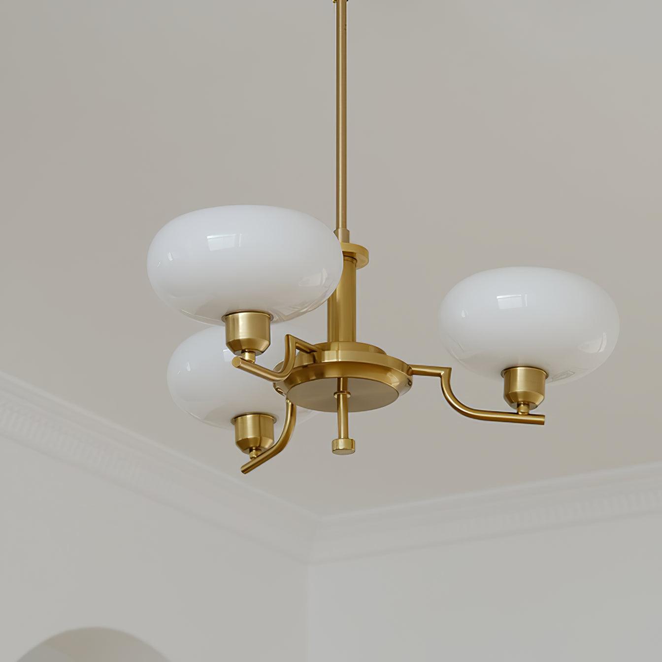 Lustra Suspension en Verre Globe Cadre en Laiton