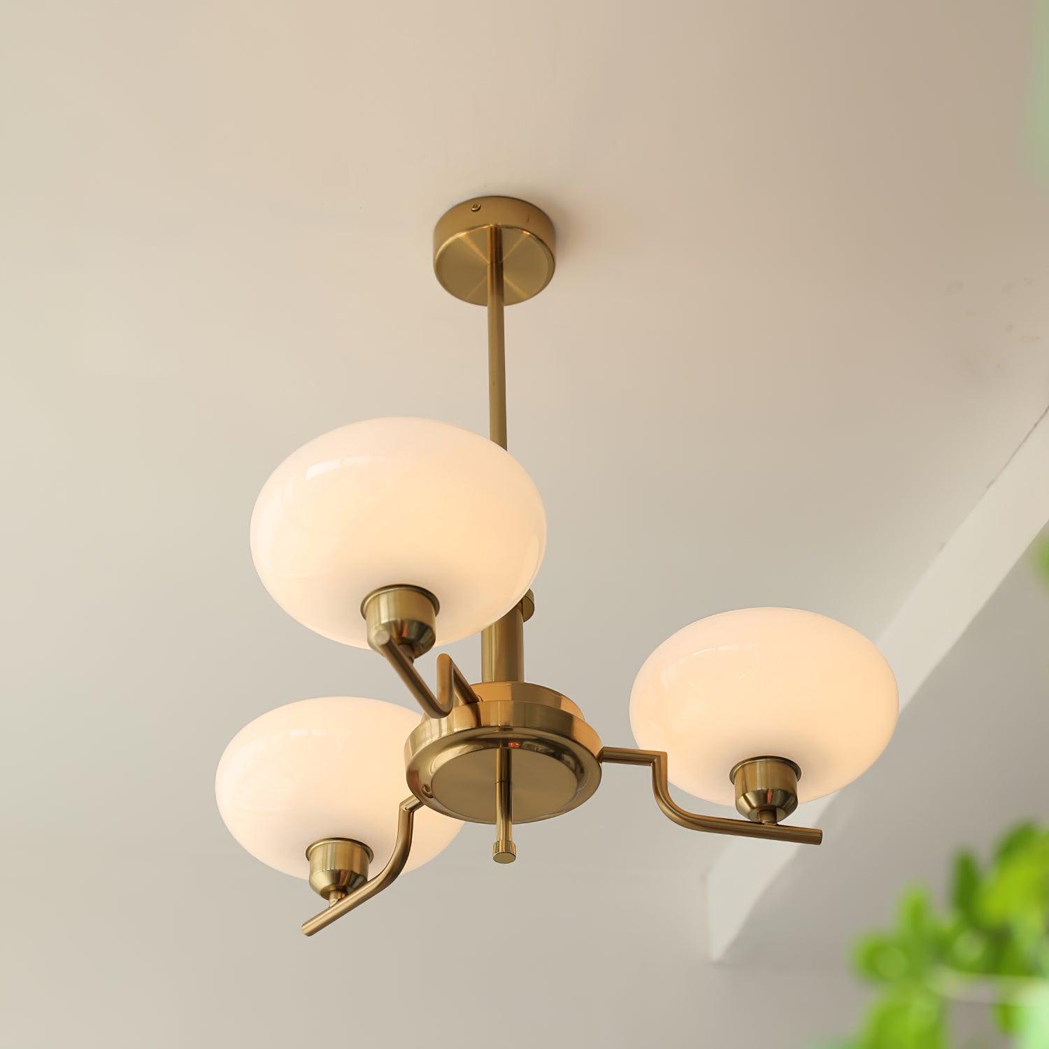 Lustra Suspension en Verre Globe Cadre en Laiton