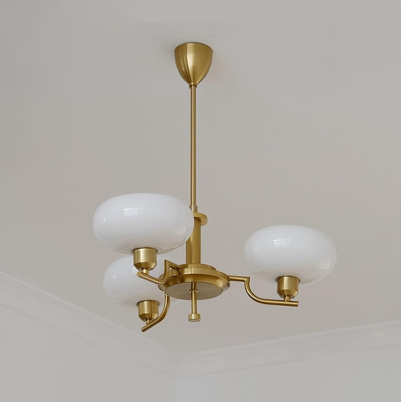 Lustra Suspension en Verre Globe Cadre en Laiton