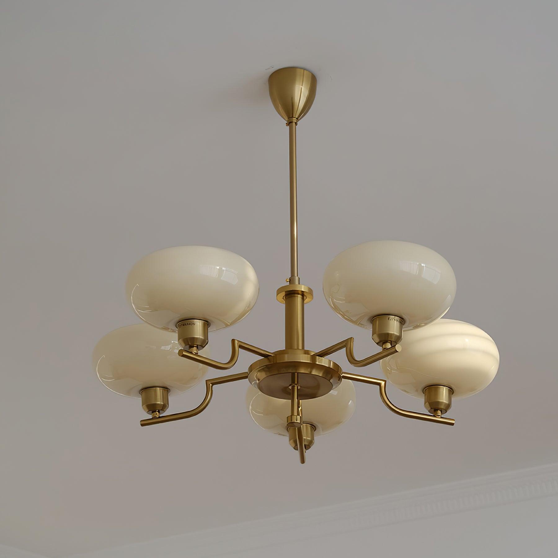 Lustra Suspension en Verre Globe Cadre en Laiton
