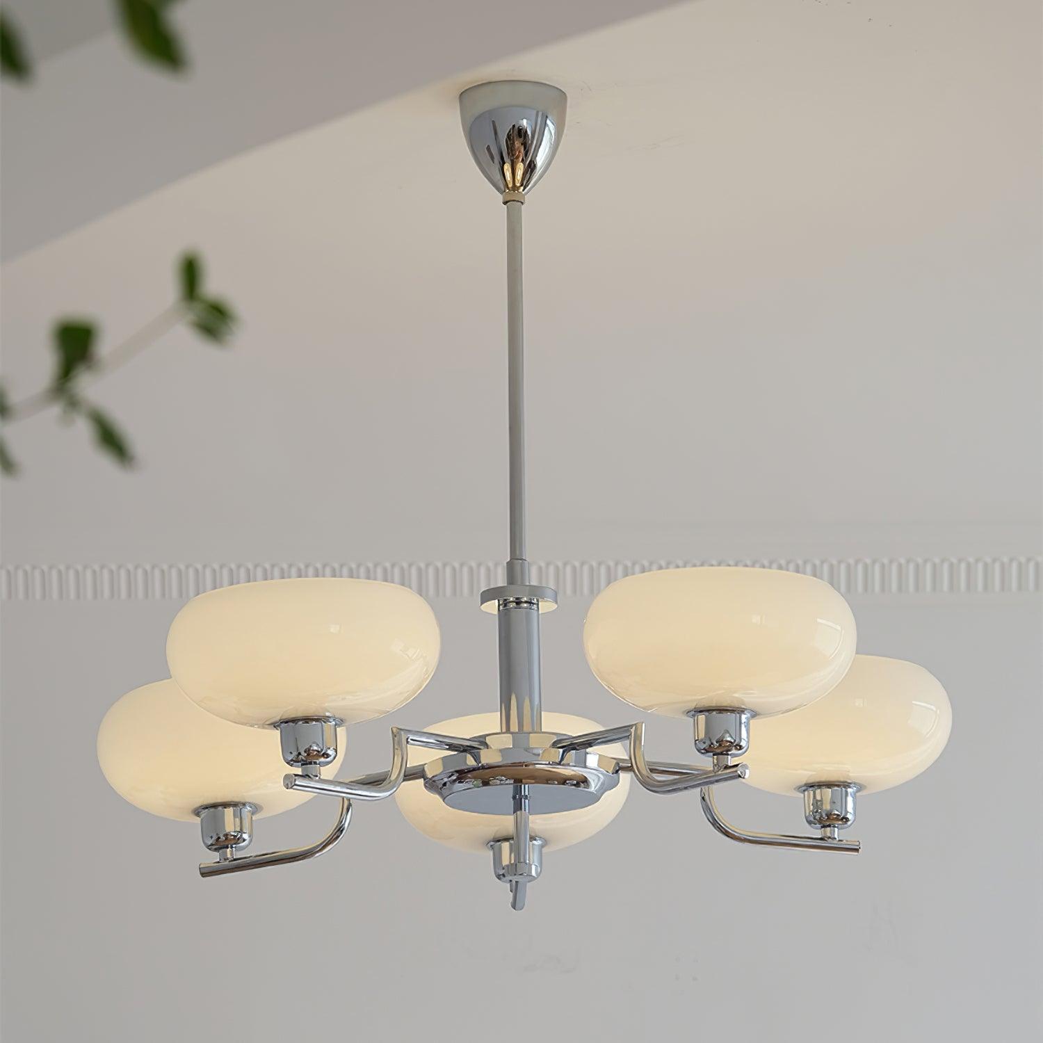 Lustra Suspension en Verre Globe Cadre en Laiton