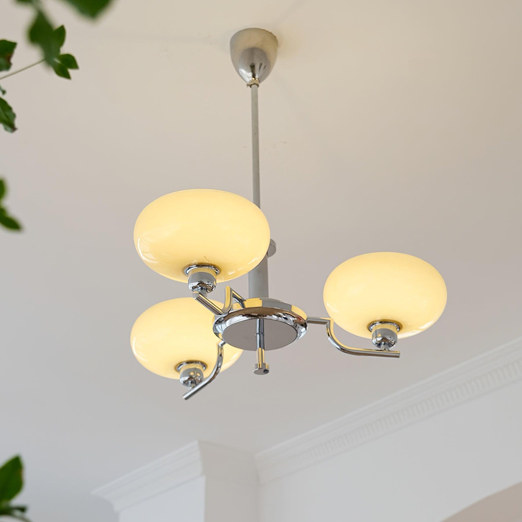 Lustra Suspension en Verre Globe Cadre en Laiton