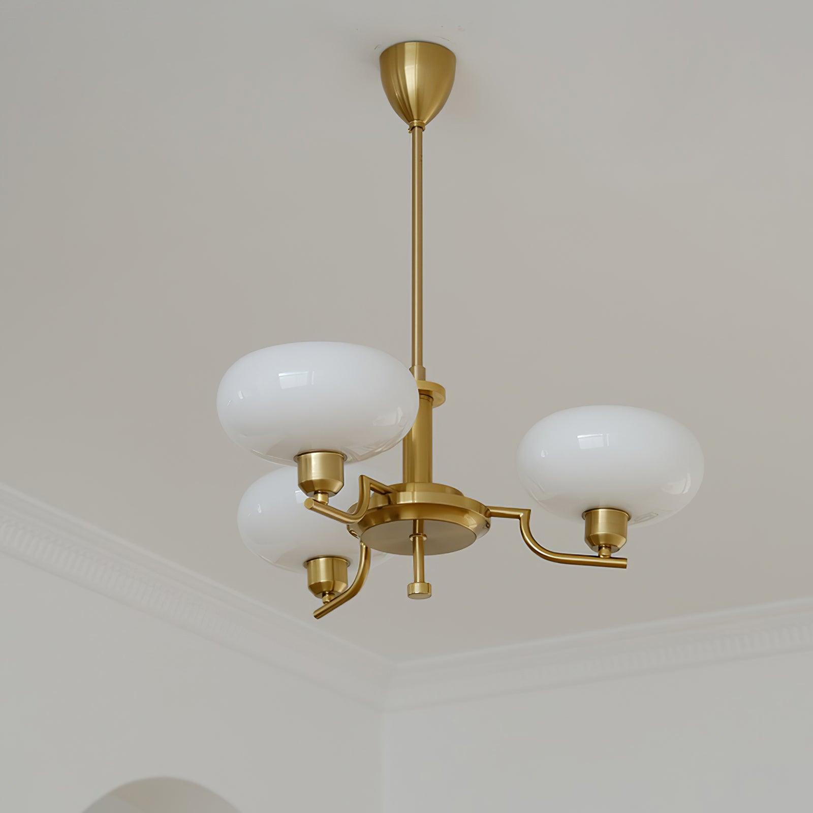 Lustra Suspension en Verre Globe Cadre en Laiton
