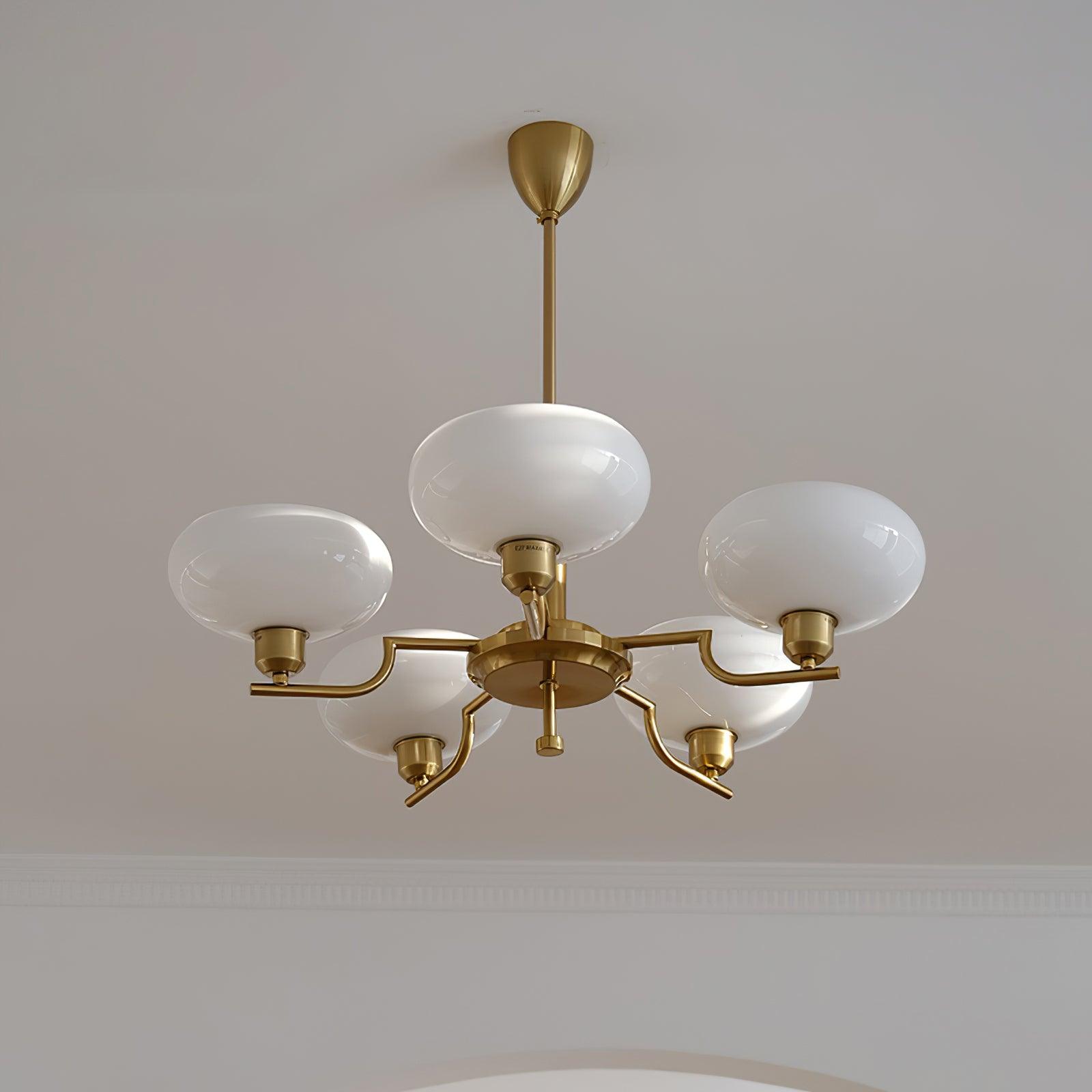 Lustra Suspension en Verre Globe Cadre en Laiton