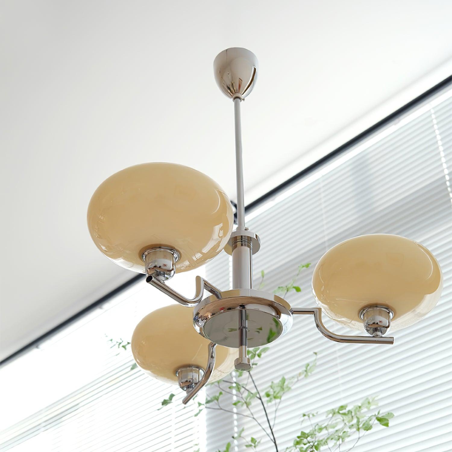 Lustra Suspension en Verre Globe Cadre en Laiton