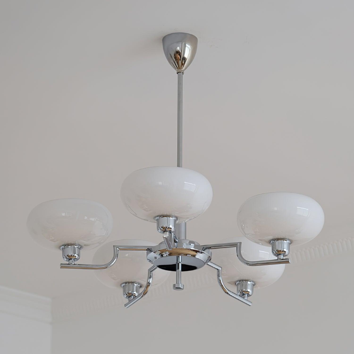 Lustra Suspension en Verre Globe Cadre en Laiton