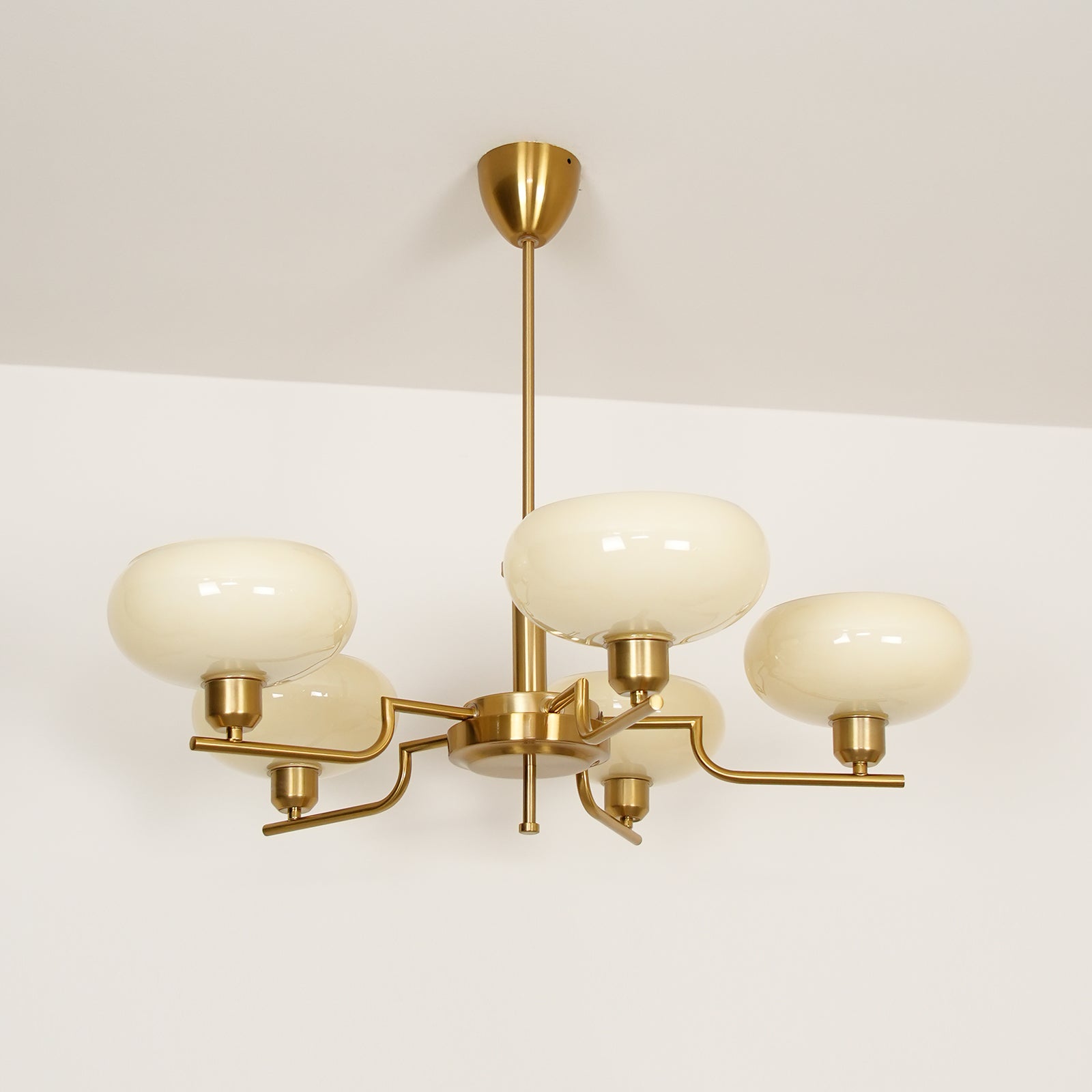 Lustra Suspension en Verre Globe Cadre en Laiton