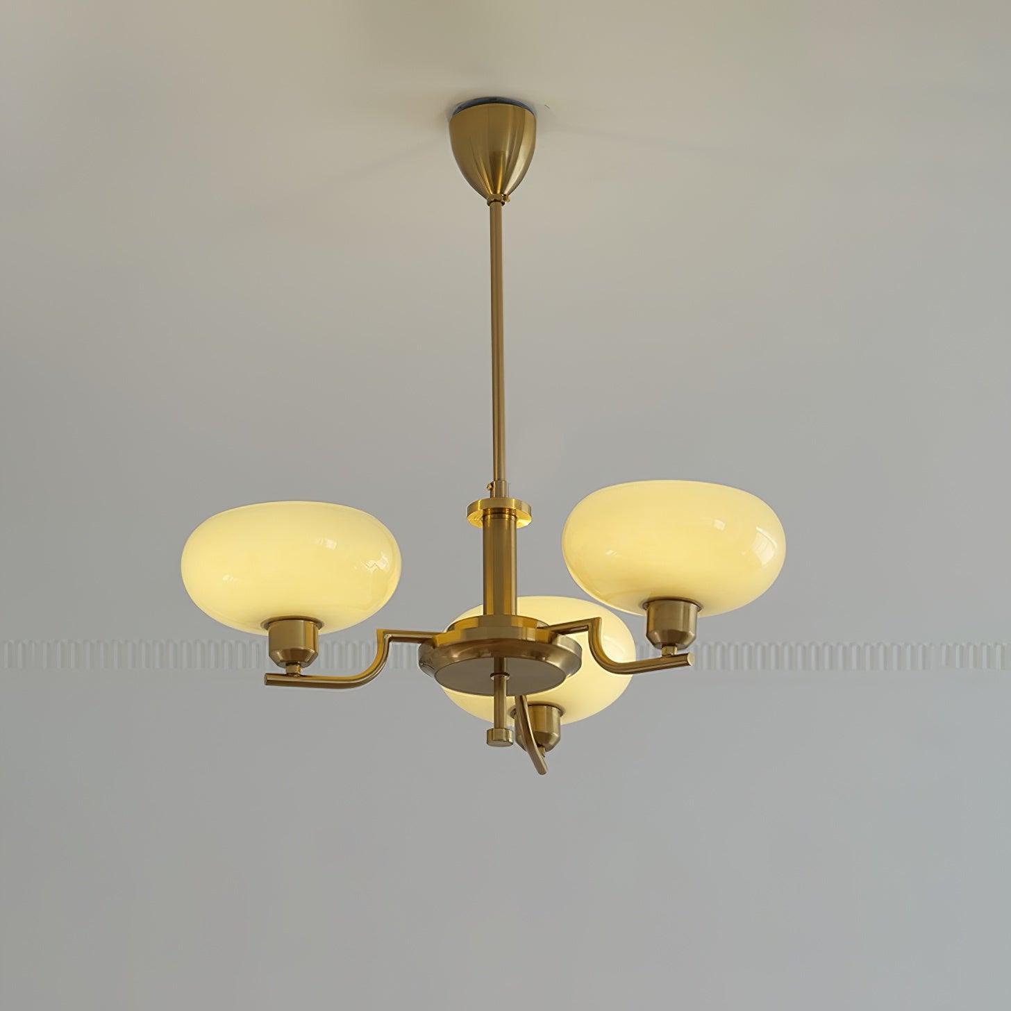 Lustra Suspension en Verre Globe Cadre en Laiton