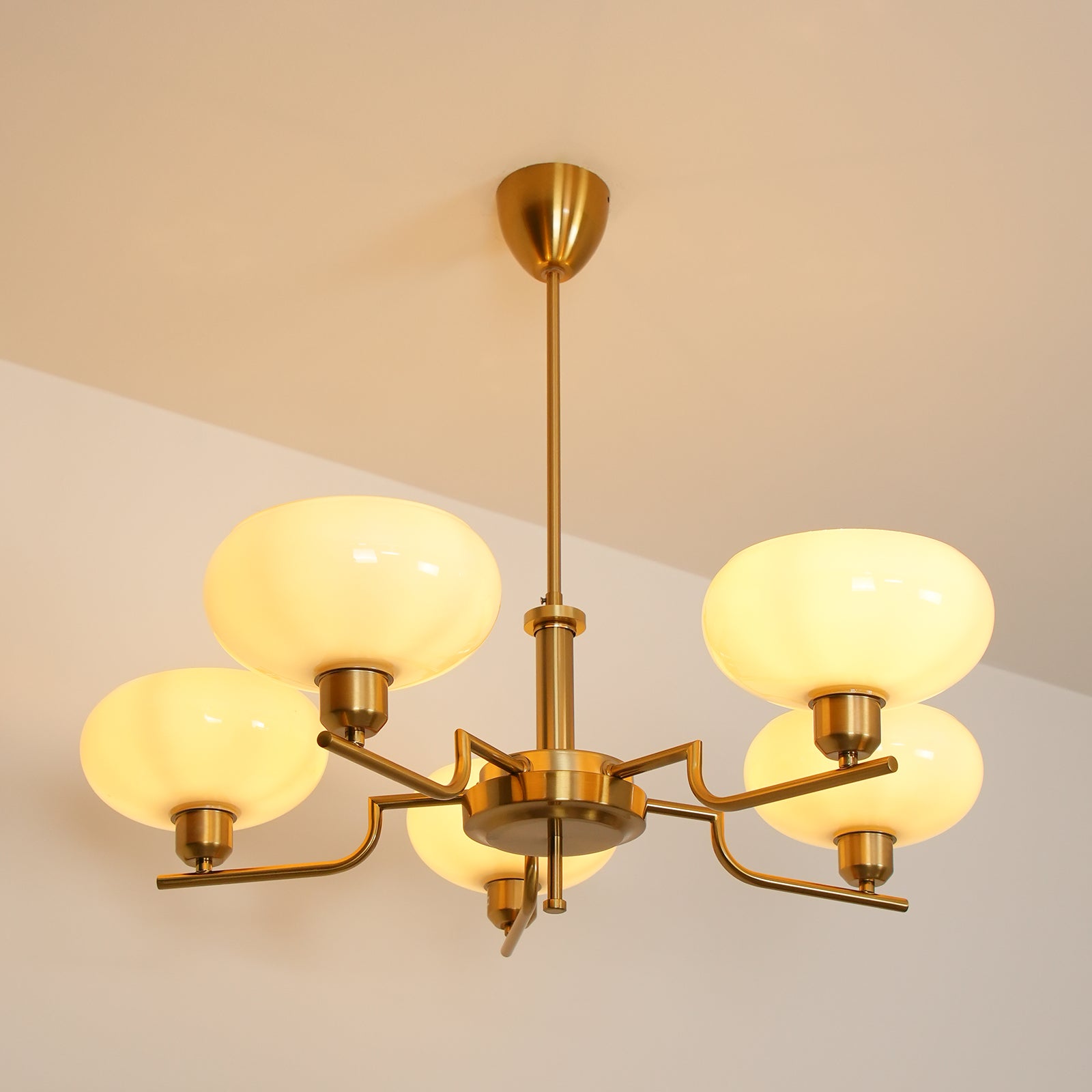 Lustra Suspension en Verre Globe Cadre en Laiton