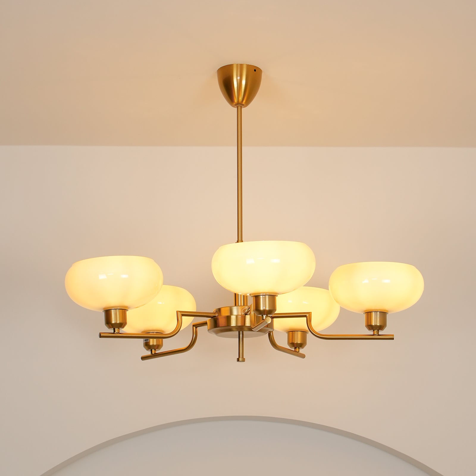 Lustra Suspension en Verre Globe Cadre en Laiton