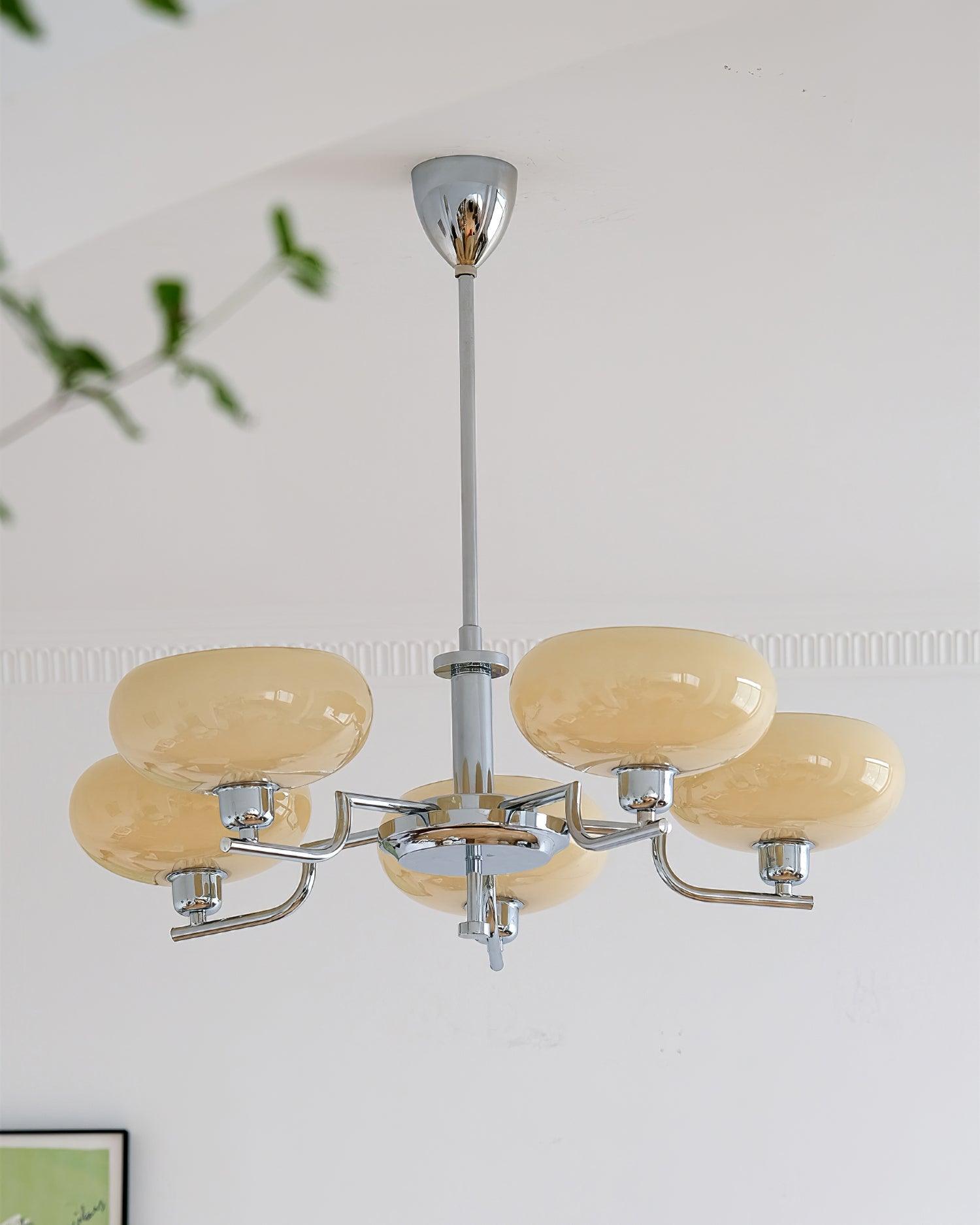 Lustra Suspension en Verre Globe Cadre en Laiton