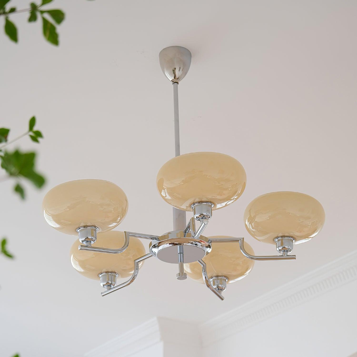 Lustra Suspension en Verre Globe Cadre en Laiton