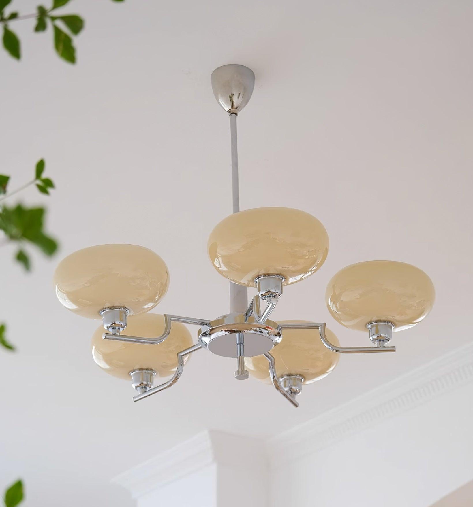 Lustra Suspension en Verre Globe Cadre en Laiton