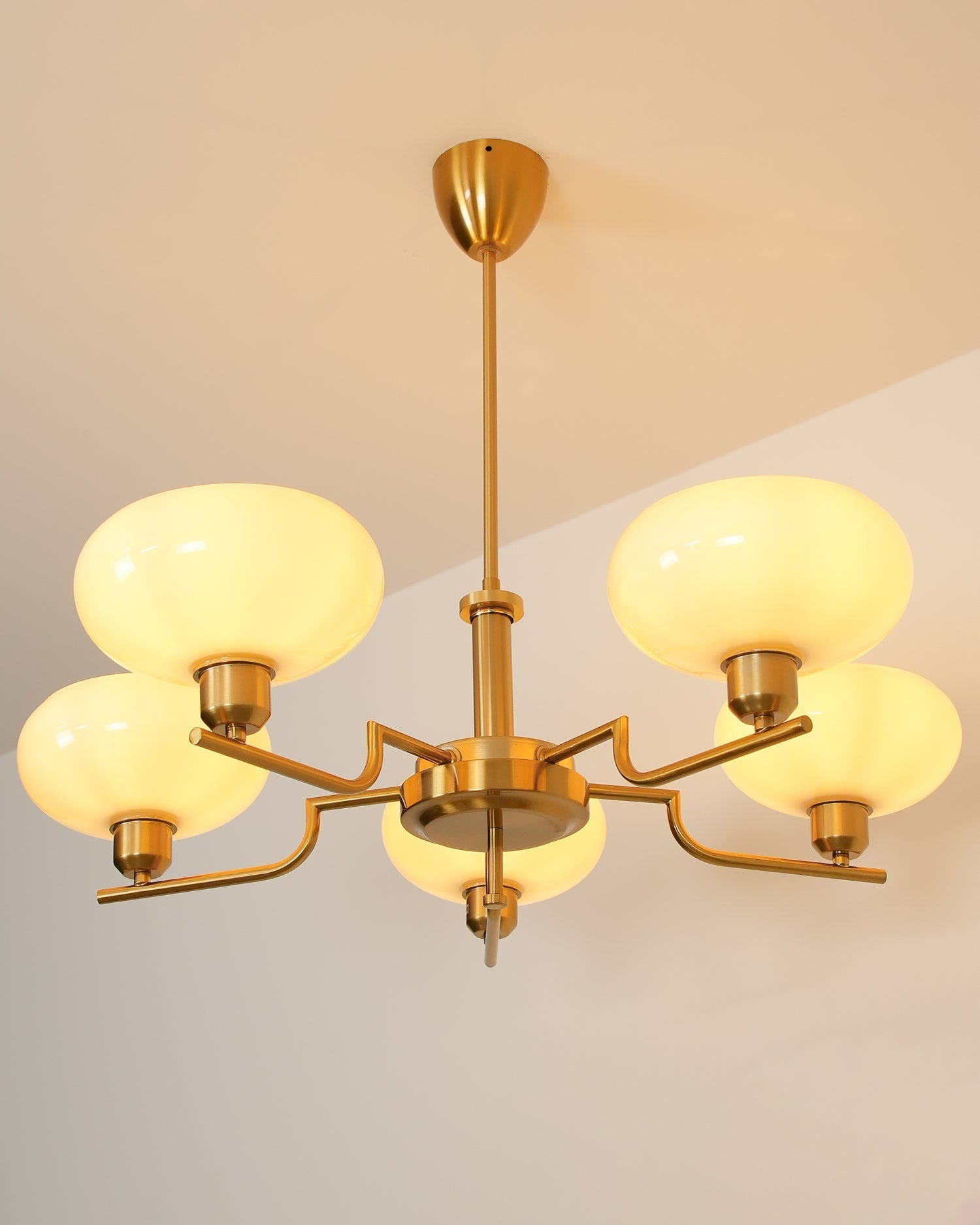Lustra Suspension en Verre Globe Cadre en Laiton