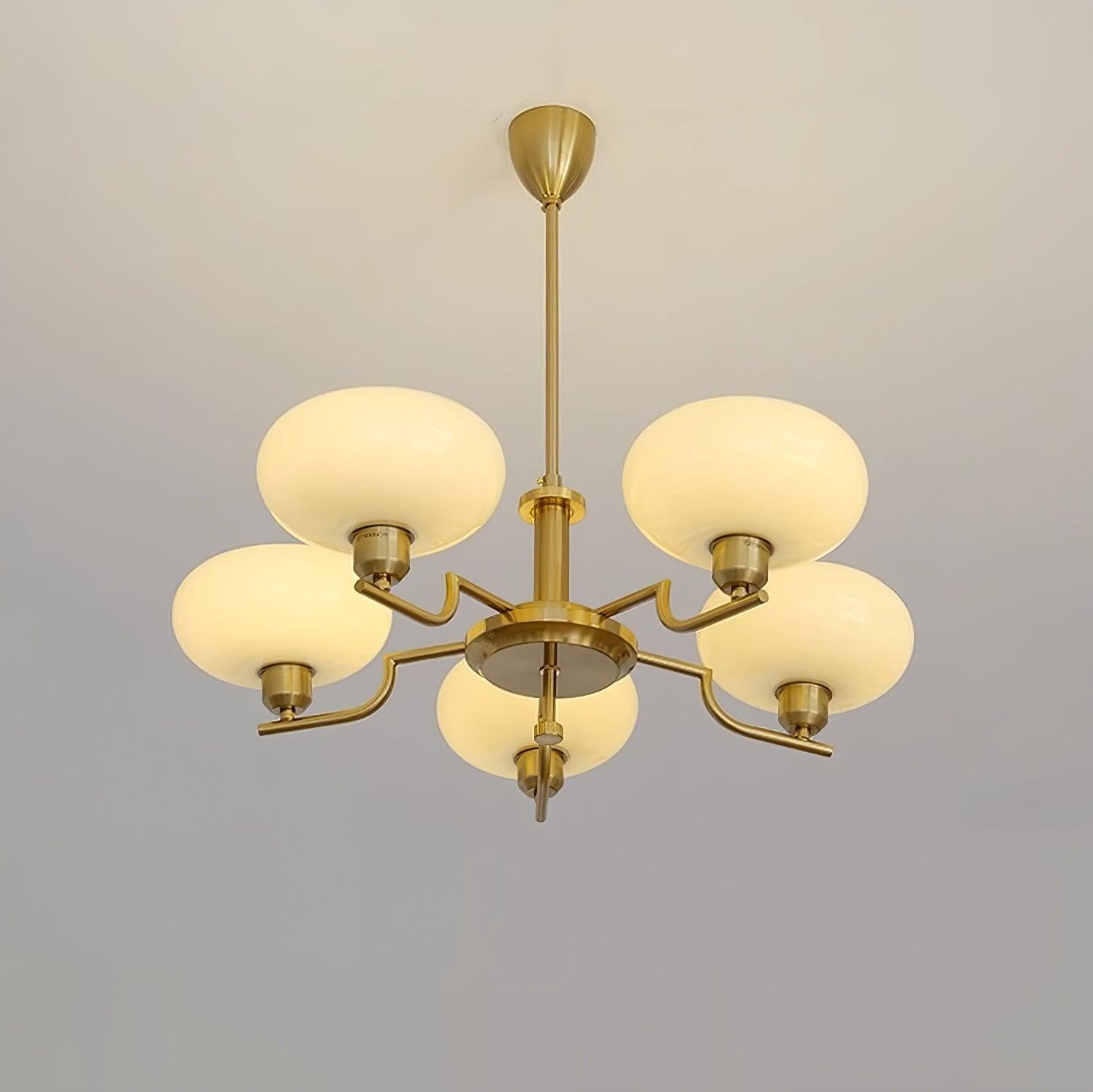 Lustra Suspension en Verre Globe Cadre en Laiton