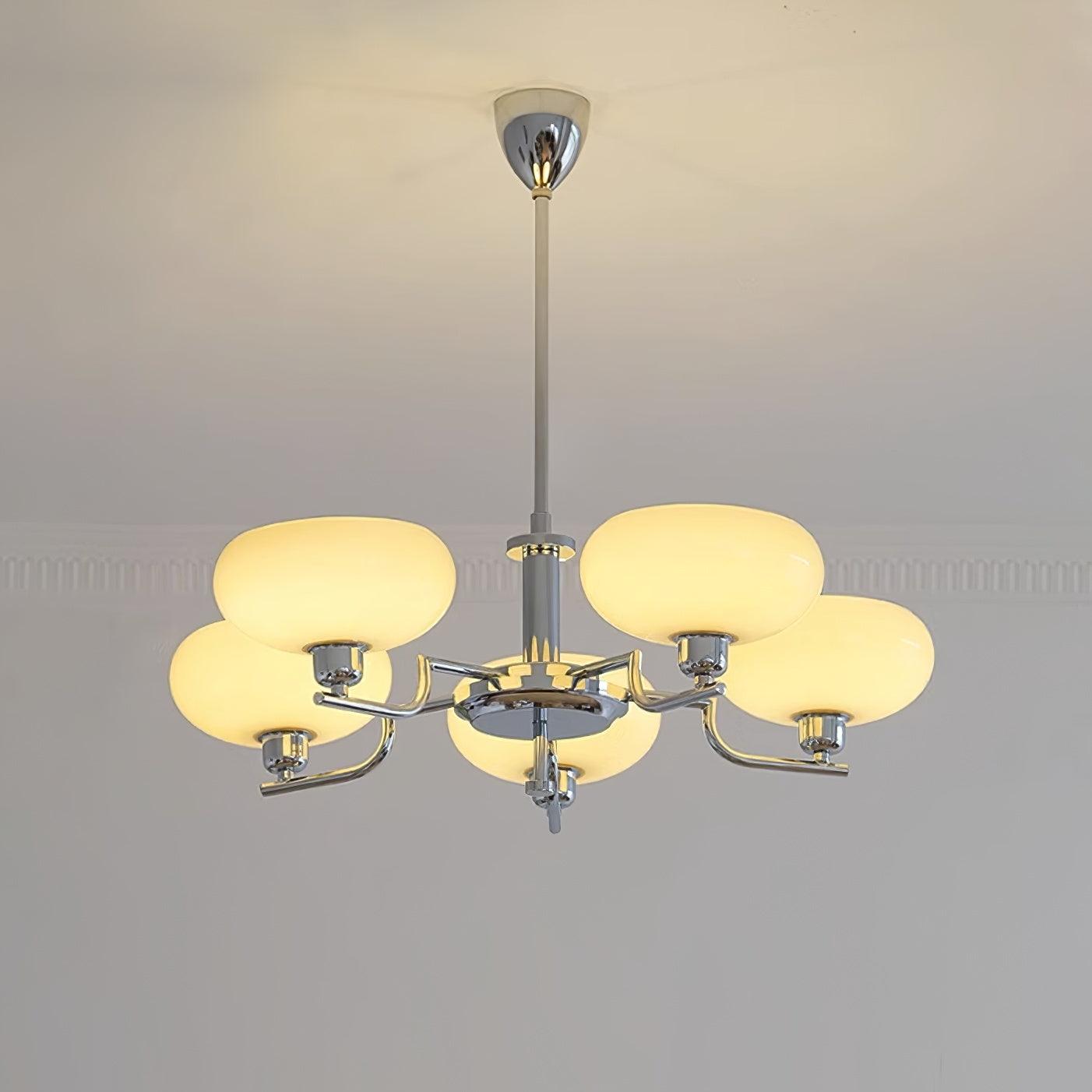 Lustra Suspension en Verre Globe Cadre en Laiton