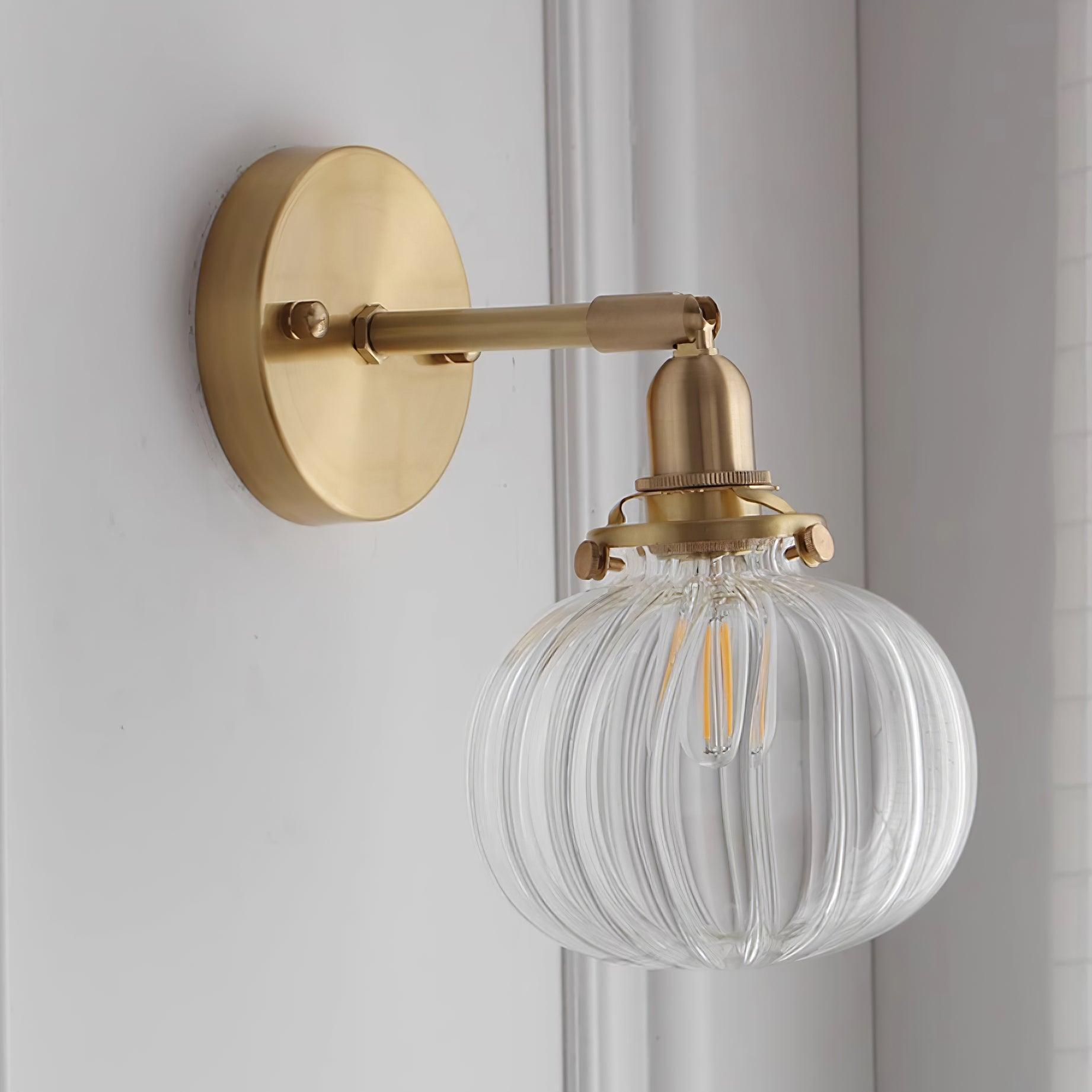 Baroque Applique Murale Plug-In Abat-jour en Verre Fumé Laiton Industriel