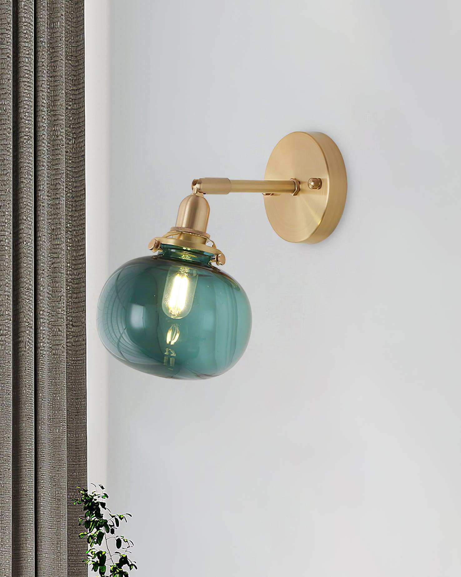 Baroque Applique Murale Plug-In Abat-jour en Verre Fumé Laiton Industriel