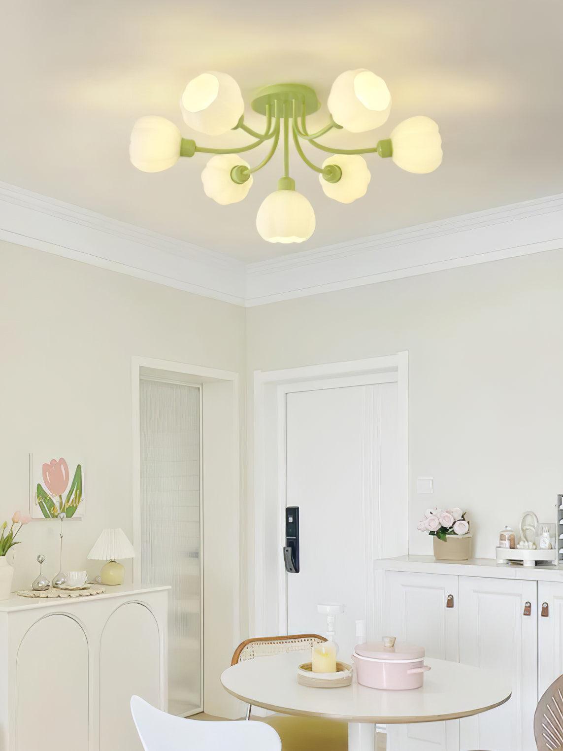 Zenorarae Plafonnier en Verre Matcha Élégant