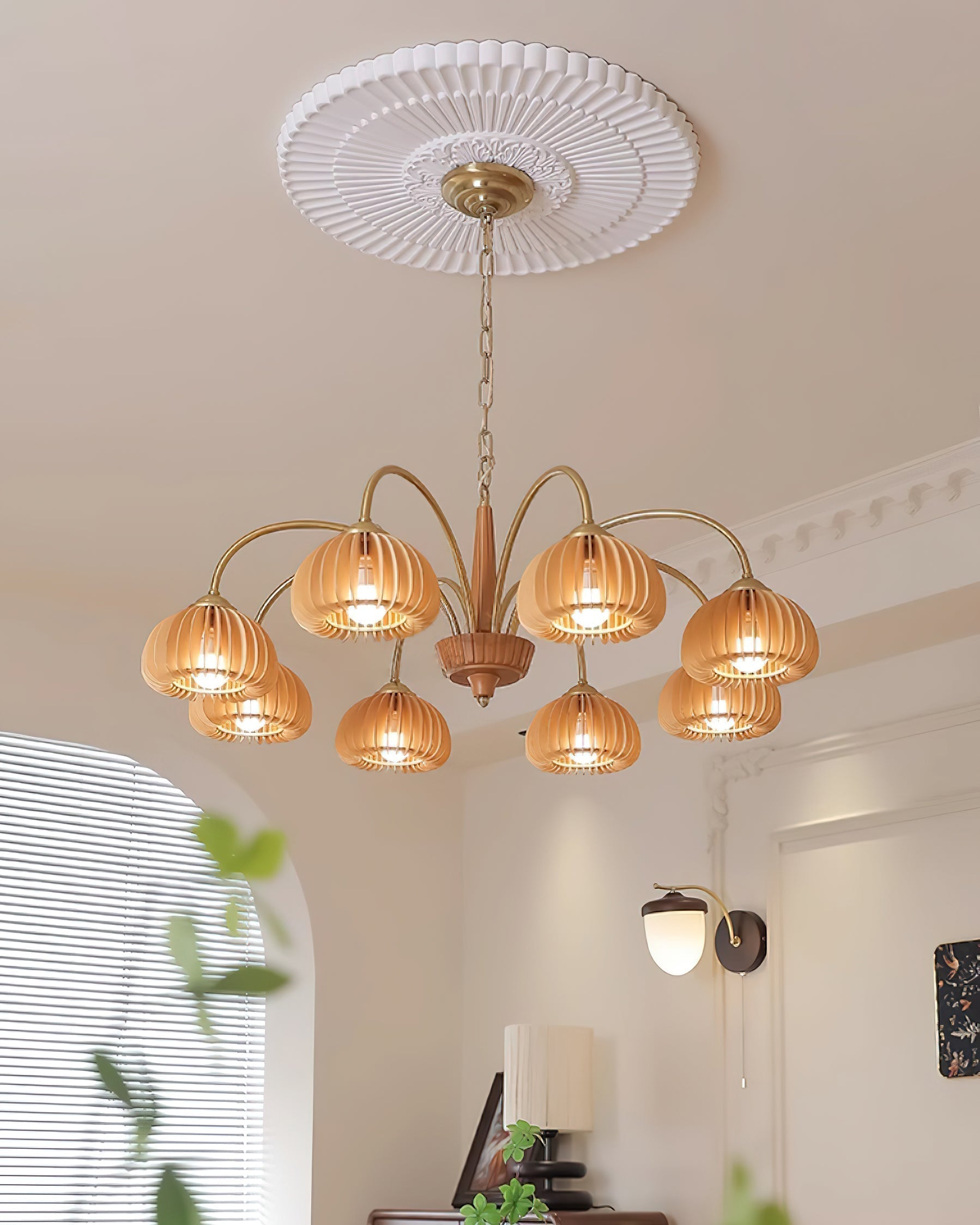 Autumn Lustre en Bois Glow Pumpkin