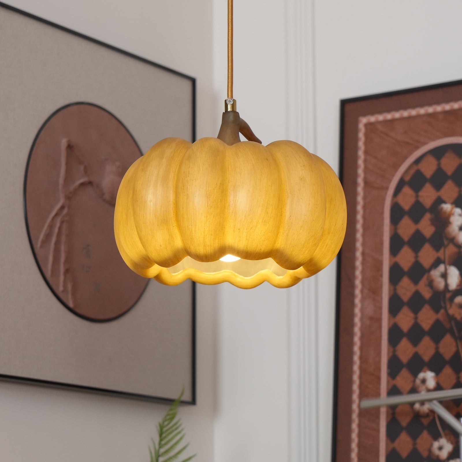 Duzy Pumpkin Lampe Suspendue Résine Vintage Japonaise