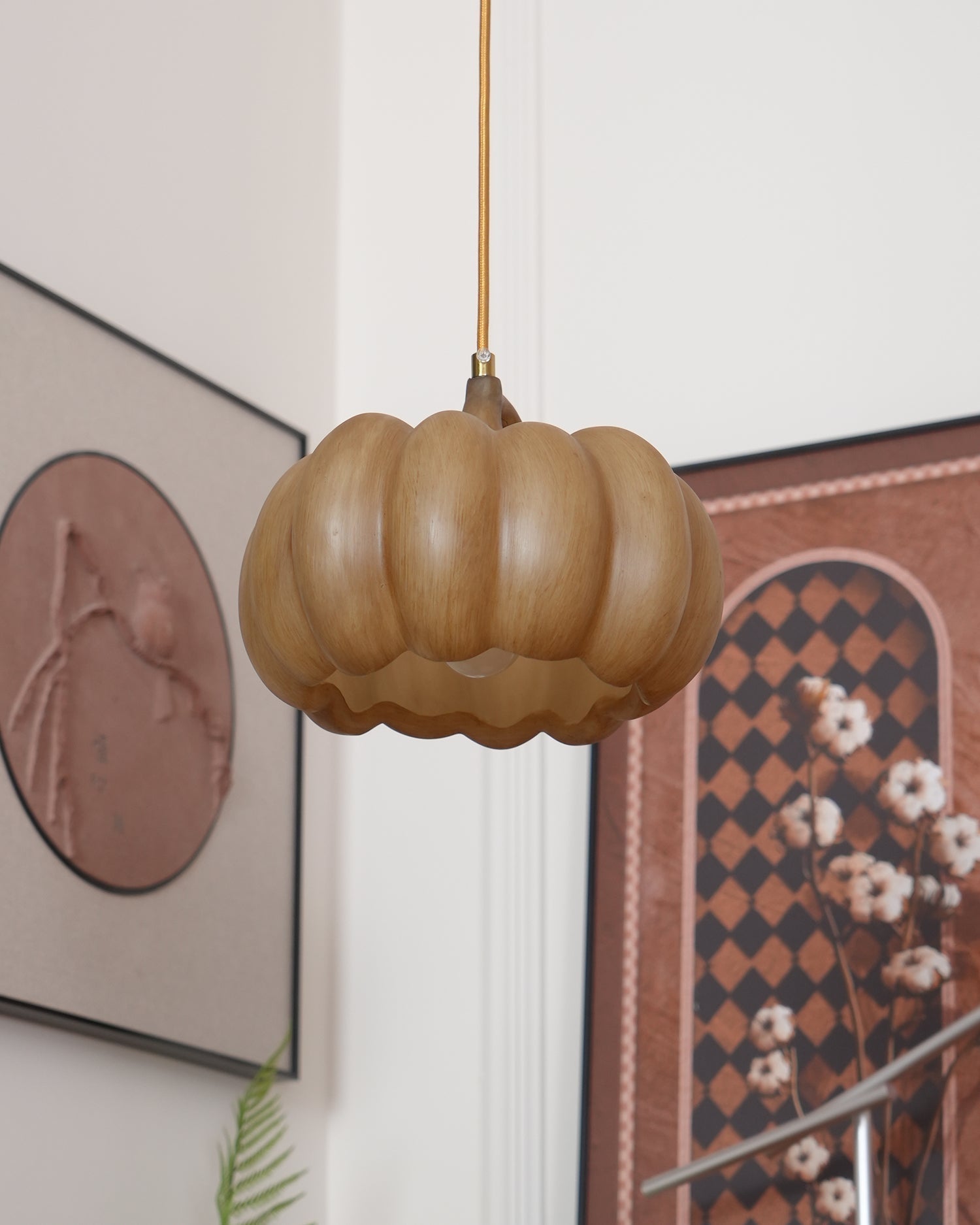 Duzy Pumpkin Lampe Suspendue Résine Vintage Japonaise